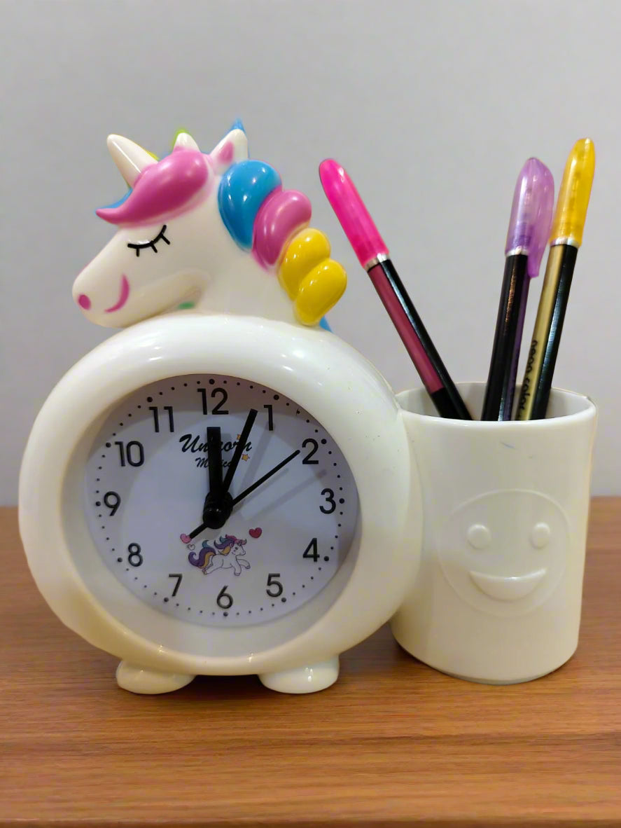 Alarm Clock with pen stand - Unicorn