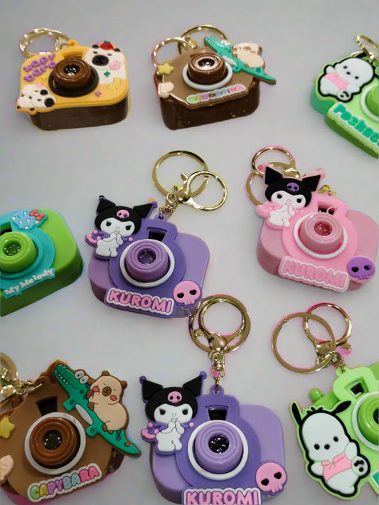 Cartoon Character Mini Camera LED projector keychain