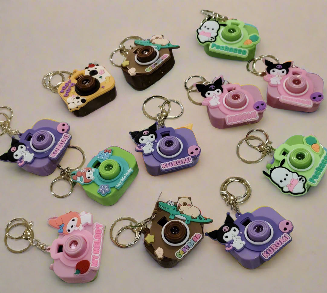 Cartoon Character Mini Camera LED projector keychain