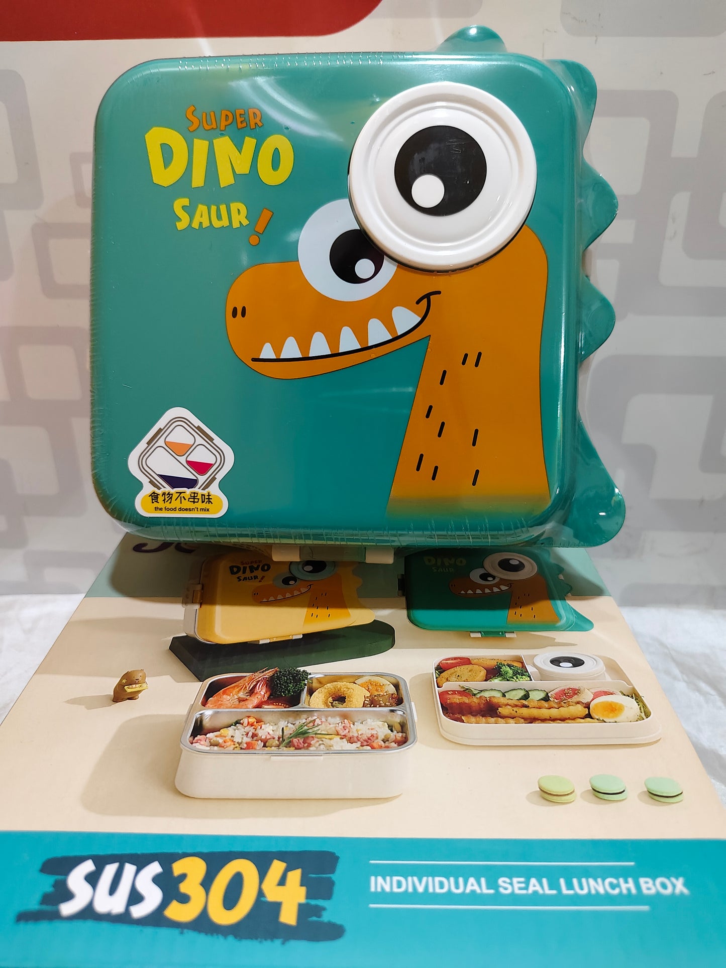 Lunch Box - Insulated Steel 3 compartment lunch box - DINO