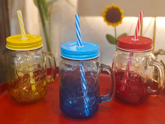 Mason Glass Jar with straw