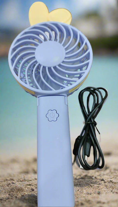Portable and Foldable USB Chargeable Handheld Fan with 1-Speed - Rabbit Ear Style