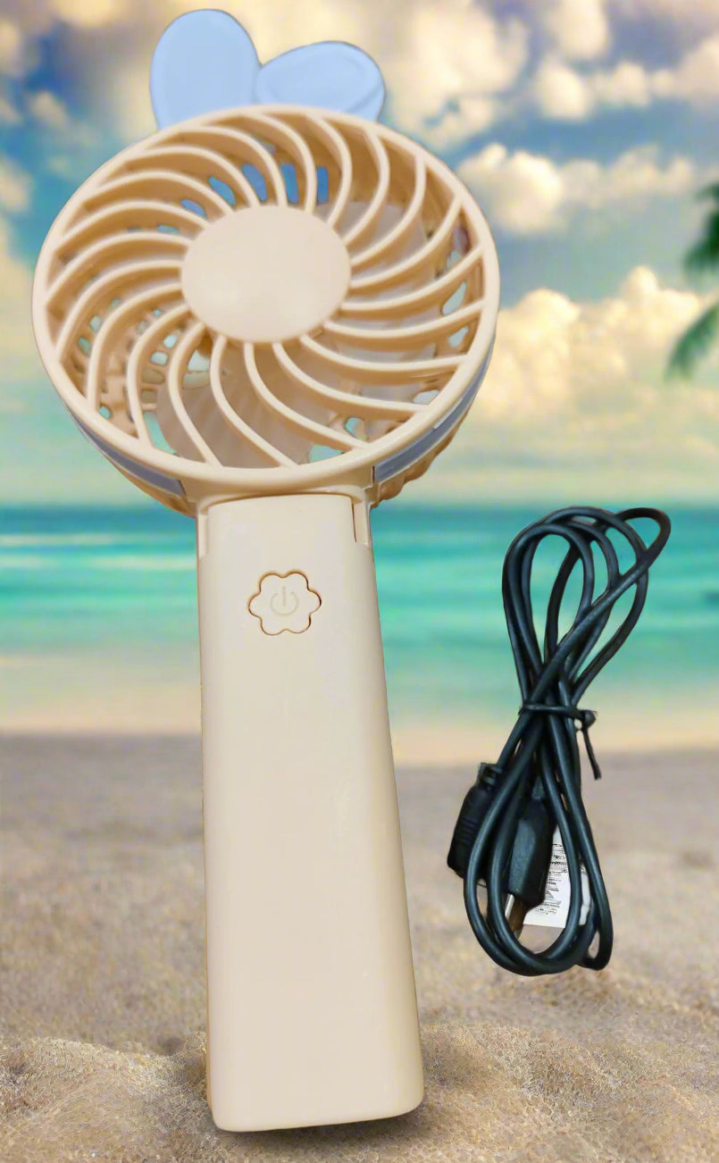 Portable and Foldable USB Chargeable Handheld Fan with 1-Speed - Rabbit Ear Style