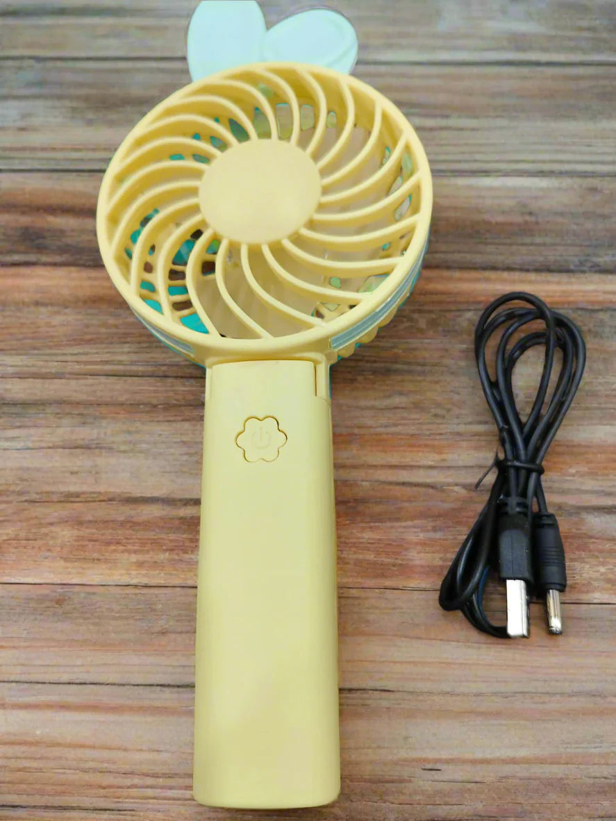 Portable and Foldable USB Chargeable Handheld Fan with 1-Speed - Rabbit Ear Style