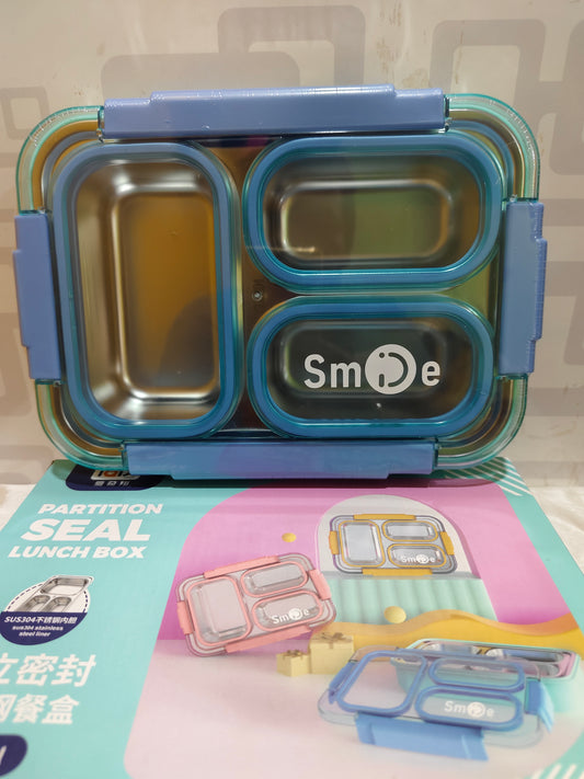 Lunch Box -  Insulated Steel 3 compartment lunch box - SMILE